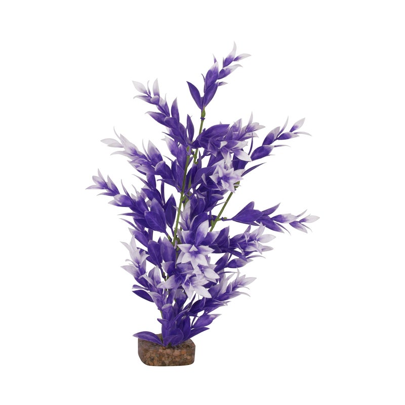 GloFish Plant Aquarium DÃ©cor, Purple And White Medium, Fluorescent Under Blue LED Light - Image 1